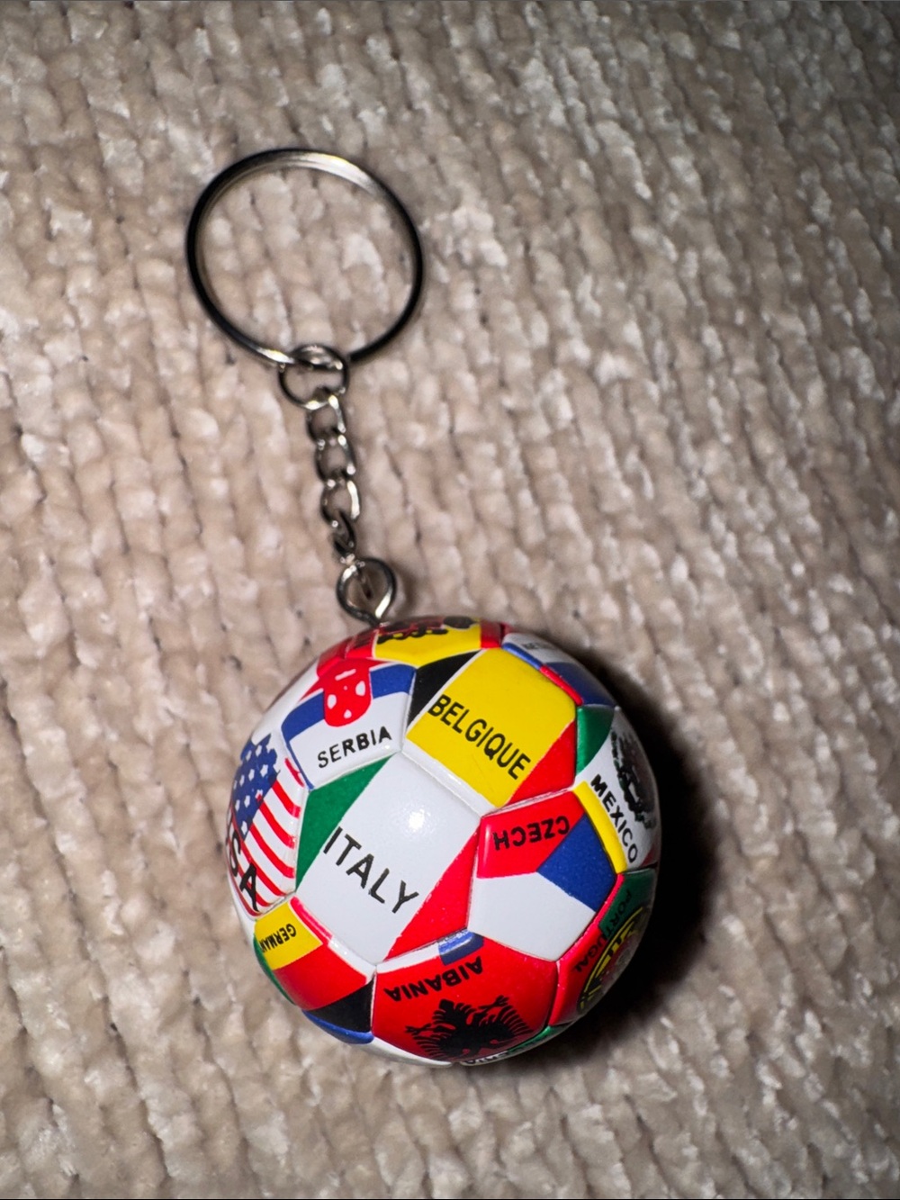 World Cup International Flags FUTBOL Soccer Ball Keychain Bagcharm